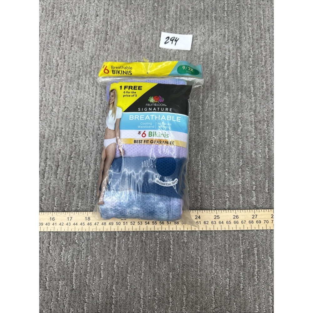 Six Pairs Of Fruit Of The Loom Breathable Bikinis 9/2X # 294 - Picture 4 of 16